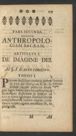 Pars Secunda Sistens Anthropologiam Sacram
