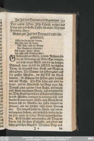 Gebet zur Zeit des Donners und Ungewitters.
