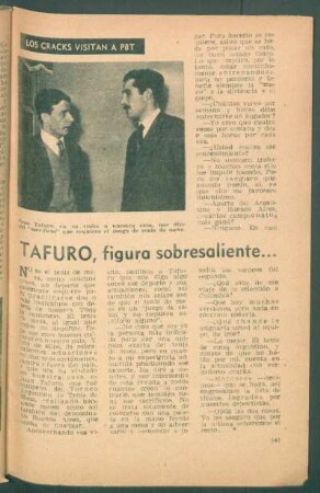 Tafuro, figura sobresaliente ... : Los cracks visitan a PBT