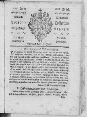 26tes Stück, Ausgabe vom 26. Junii 1771