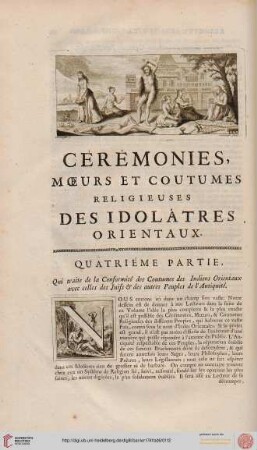 Quatriéme partie: ... des Indiens Orientaux avec celles des Juifs & des autres Peuples de l'Antiquité