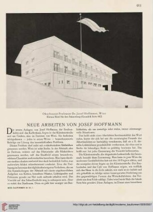 Neue Arbeiten von Josef Hoffmann