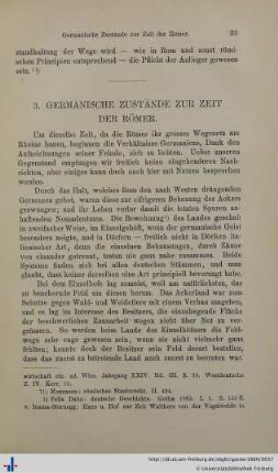 3. Germanische Zustände zur Zeit der Römer.