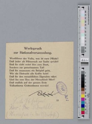 Werkspruch zur Nationalversammlung