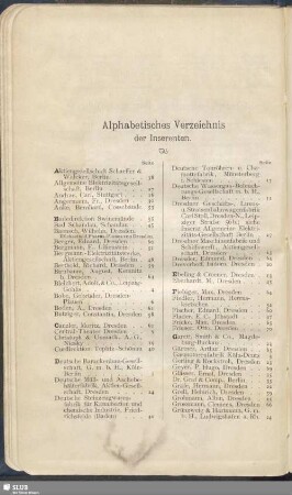 Alphabetisches Verzeichnis der Inserenten