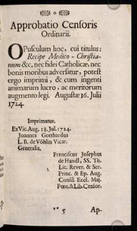5r-6r, Approbatio Censoris; ...