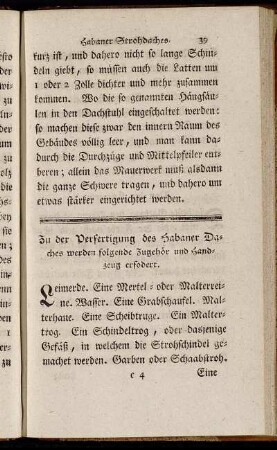 Zu der Verfertigung des Habaner Daches werden folgende Zugehör und Handzeug erfodert.