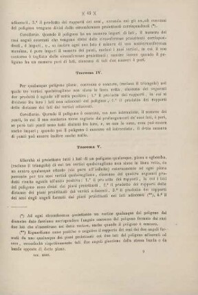 Cinque teoremi di Poligonometria rettilinea e due teoremi di Poligonometria sferica.