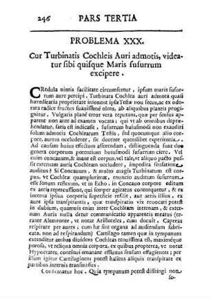 Problema XXX. Cur Turbinatis Cochleis Auri admotis, videatur sibi quisque Maris sufurrum excipere