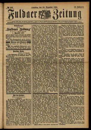Ausgabe vom Samstag, den 24. Dezember 1892.