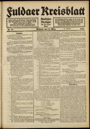 Ausgabe vom Mittwoch, den 12. März 1919.