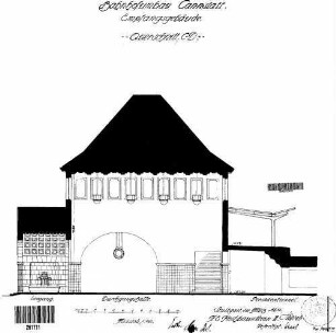 Stuttgart-Bad Cannstatt: Empfangsgebäude Verwaltungsgebäude Querschnitt C-D (Durchgangshalle)