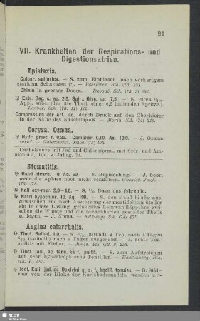 VII. Krankheiten der Respirations- und Digestionsatrien