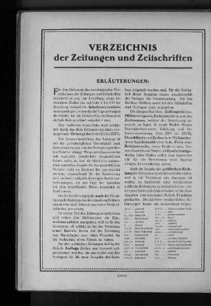 Verzeichnis der Zeitungen und Zeitschriften