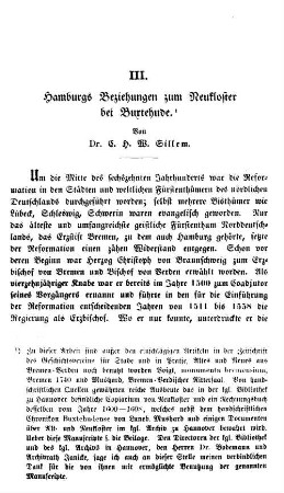Hamburgs Beziehungen zum Neukloster bei Buxtehude.