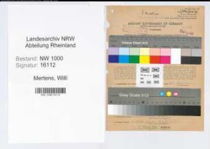 Entnazifizierung Willi Mertens, geb. 21.03.1891 (Lehrer)