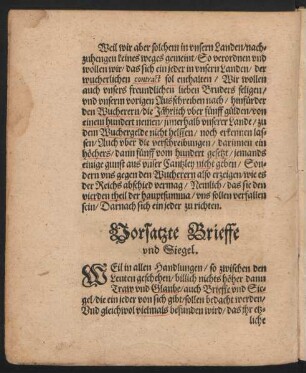 Vorsatzte Brieffe und Siegel.