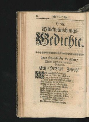Glückwünschungs-Gedichte.
