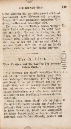 Der X. Titul. Von Kauffen und Verkauffen der beweglichen Güter.