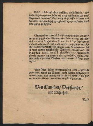 Von Caution/ Vorstandt/ und Sicherheit. XXXII.