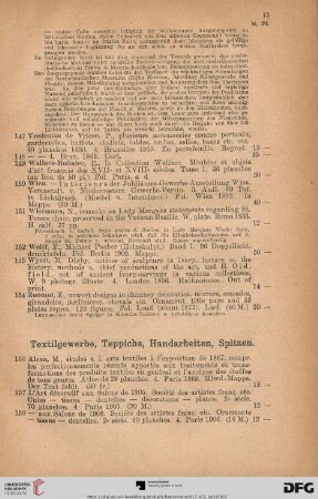 Textilgewerbe, Teppiche, Handarbeiten, Spitzen (Nr. 156 - 273)