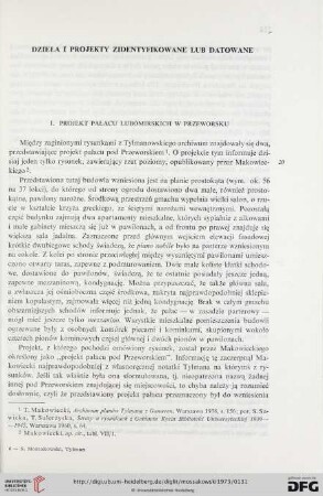 Dzieła i projekty zidentyfikowane lub datowane