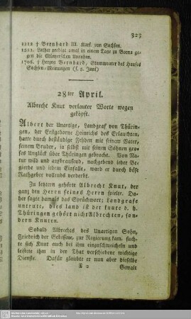 28ter April. Albrecht Knut vorlauter Worte wegen geköpft