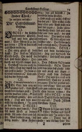Ander Theil/ In welchem verfasset/ Die Catechismus- Gesänge.