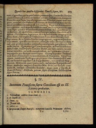 313-330, § IV. Summum Pontificem supra Concilium esse ex Ss. Litteris probatur