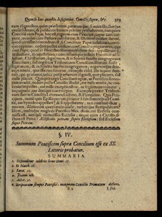 313-330, § IV. Summum Pontificem supra Concilium esse ex Ss. Litteris probatur