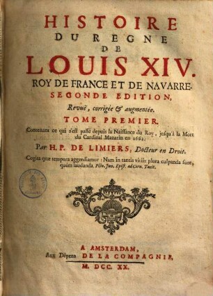 Histoire du regne de Louis XIV. roy de France et de Navarre, 1.