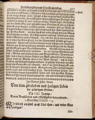 Die XXI. Predigt/ Deren Keuschheit und Mässigkeit betrachtend.