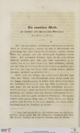 Die römischen Werte am badischen und schweizerischen Oberrheine