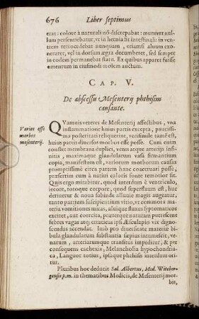 Cap. V. De abscessu Mesenterii phthisim causante.