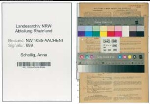 Entnazifizierung Anna Schollig , geb. 11.06.1900 (Kaufmaennische Angestellte)