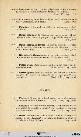Sièges (Nr. 113-121)