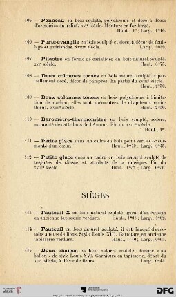 Sièges (Nr. 113-121)