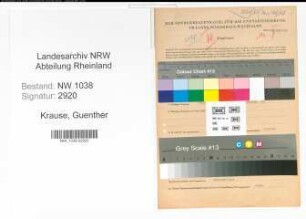 Entnazifizierung Guenther Krause , geb. 28.06.1920 (Angestellter)