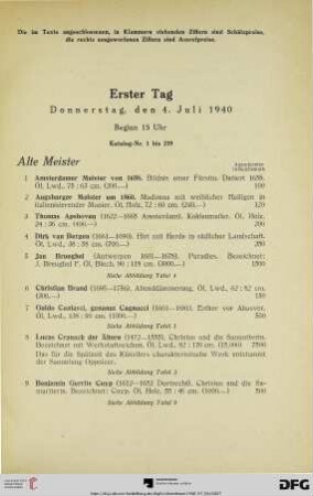Alte Meister (Nr. 1-65)