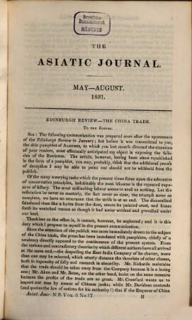 The Asiatic journal and monthly register for British and foreign India, China and Australasia, 5. 1831