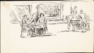 Doppelblatt: ohne Titel [Franz und Mieke im Café]. ohne Titel [Sturm]