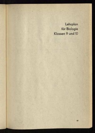 Lehrplan für Biologie Klassen 9 und 10