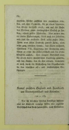 7. Kampf zwischen England und Frankreich um Meeresherrschaft und Kolonien. 1740-1763