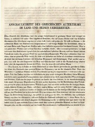 Anschaulichkeit des griechischen Alterthums im Land und seinen Ueberresten