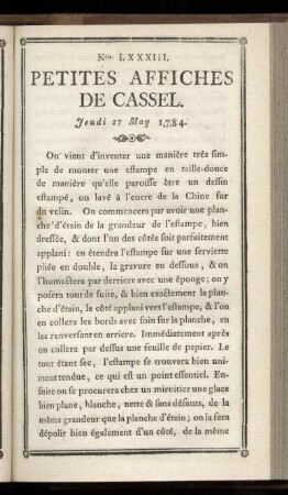 No LXXXIII (Jeudi 27 May 1784)