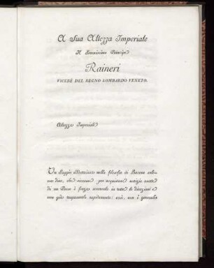 A Sua Altezza Imperiale