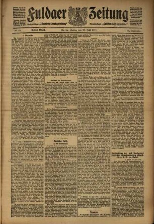 Erste Ausgabe vom Freitag, den 21. Juli 1911.