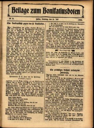 Zweite Ausgabe vom Sonntag, den 16. Juli 1905.