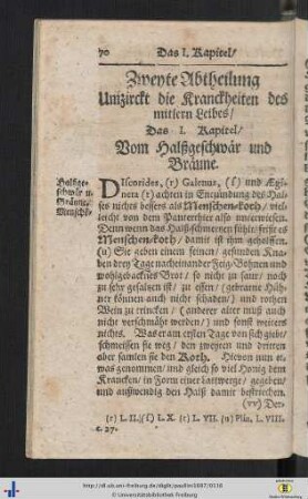 Zweyte Abtheilung Umzirckt die Kranckheiten des mittlern Leibes.