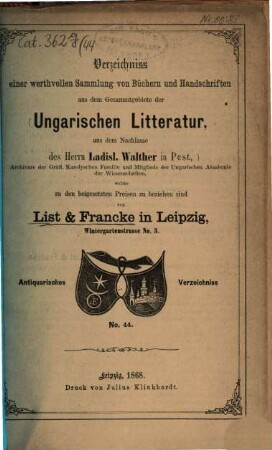 Lager-Verzeichnis, 44. 1868